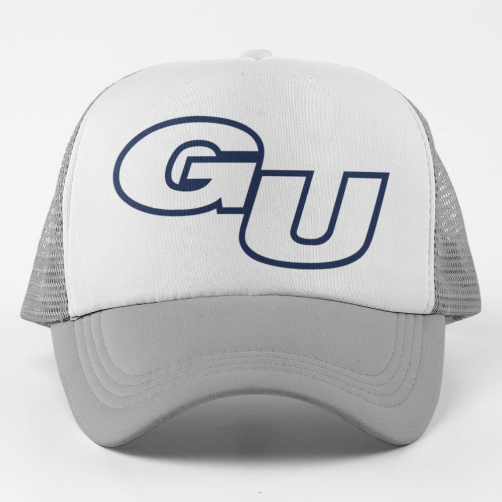 NEW Gonzaga Bulldogs GU Big Monogram Foam Trucker Mesh Snapback Hat GREY WHITE
